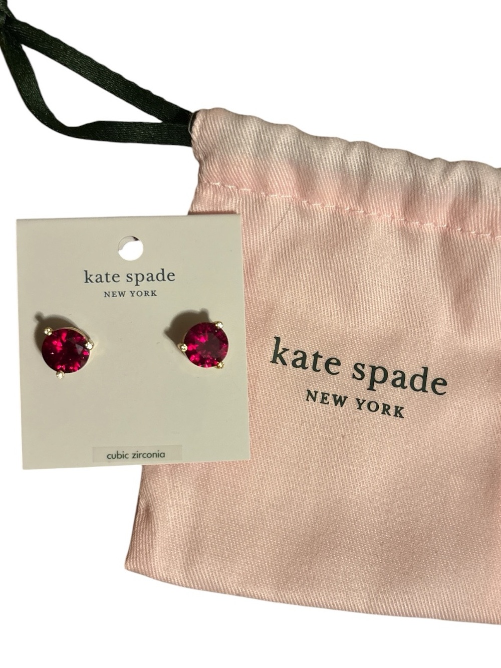 Kate Spade Red CZ Earrings with Complimentary Dust Bag